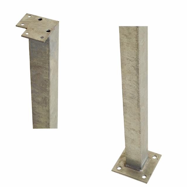 Ecken-Stahlpfosten mit Fuß für Handlauf - 4,5x4,5x103,3 cm