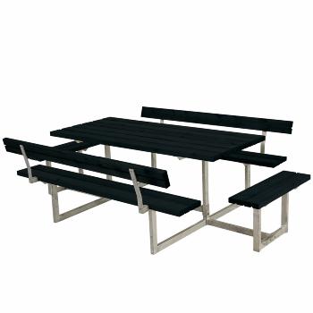 Basic bord/benkesett m/2 ryggstøtter og 2 påbygninger - 260 cm - sort