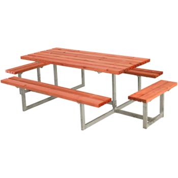 Basic bord/benkesett m/2 påbygninger - 260 cm - Grunnmalt Teak