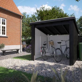 Nordic Cykelskjul 5,7 m² - 1 modul öppen - inkl. takpapp/aluminiumlister/stolpfötter 