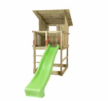 PLUS Play leketårn m/skrått tak med grønn rutsjebane 