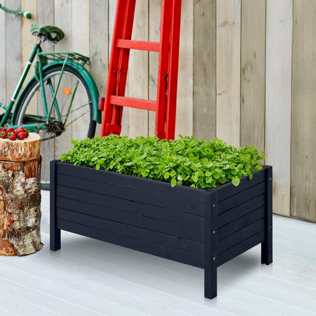 Basic plantekasse på ben - 88×37×39 cm - svart