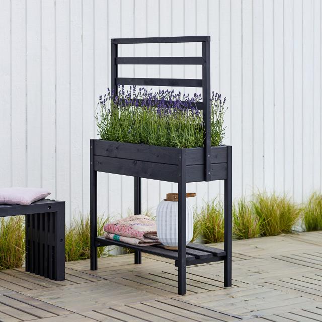 Basic Pflanzkasten auf Beine m/ Spalier - 88×37×137 cm - Schwarz