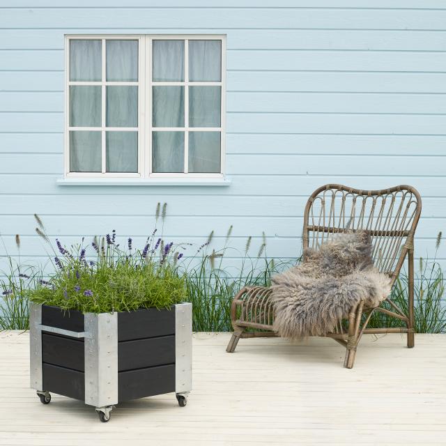 Cubic blomsterkasse m/hjul - 46×50×45 cm - sort