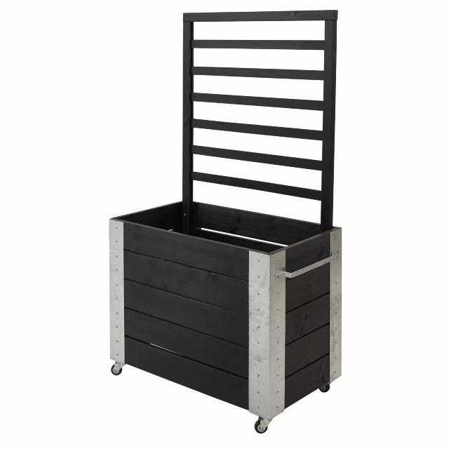 Cubic Blomsterkasse m/espalier og hjul - 87×50×155 cm - sort
