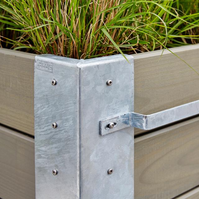 Cubic blomsterkasse m/hjul - 120×50×95 cm - gråbrun