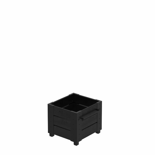 Cubic blomsterkasse m/fødder - 46×50×42 cm - sort