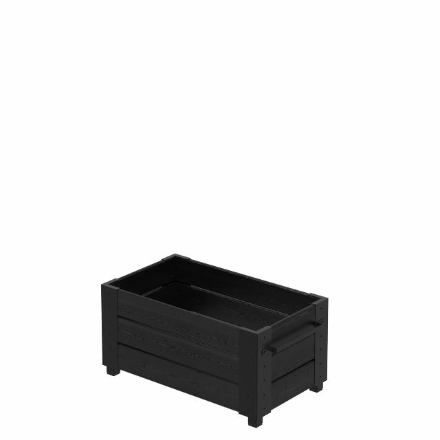 Cubic blomsterkasse m/fødder - 87×50×42 cm - sort