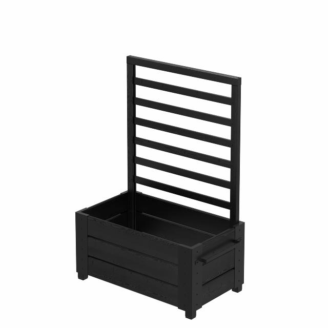 Cubic blomsterkasse m/fødder og espalier - 87×50×128 cm - sort