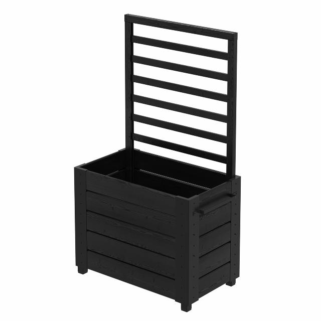 Cubic blomsterkasse m/fødder og espalier - 87×50×153 cm - sort