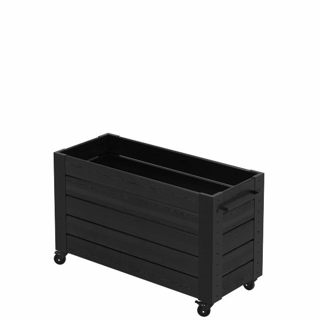 Cubic blomsterkasse m/hjul - 120×50×73 cm - sort