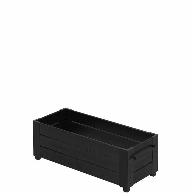 Cubic blomsterkasse m/fødder - 120×50×42 cm - sort