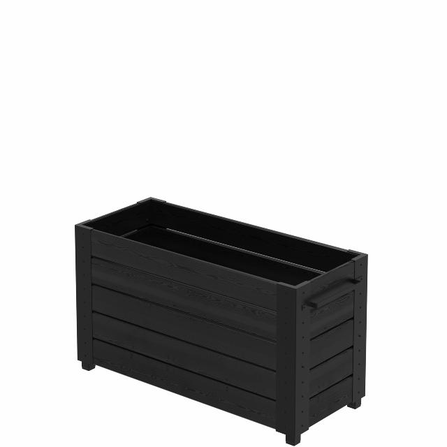 Cubic blomsterkasse m/fødder - 120×50×67 cm - sort