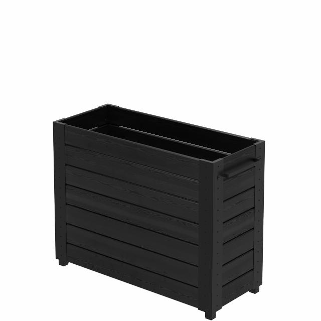 Cubic blomsterkasse m/fødder - 120×50×92 cm - sort