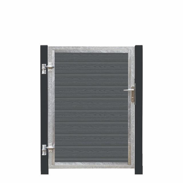 Artura WPC Einzeltor 115×135 cm links grauschwarze Pfosten