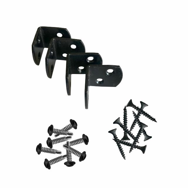 L-beslag m/skruer t/stålstolpe - sort 