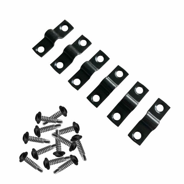 Bøjlebeslag m/skruer t/stålstolpe - sort