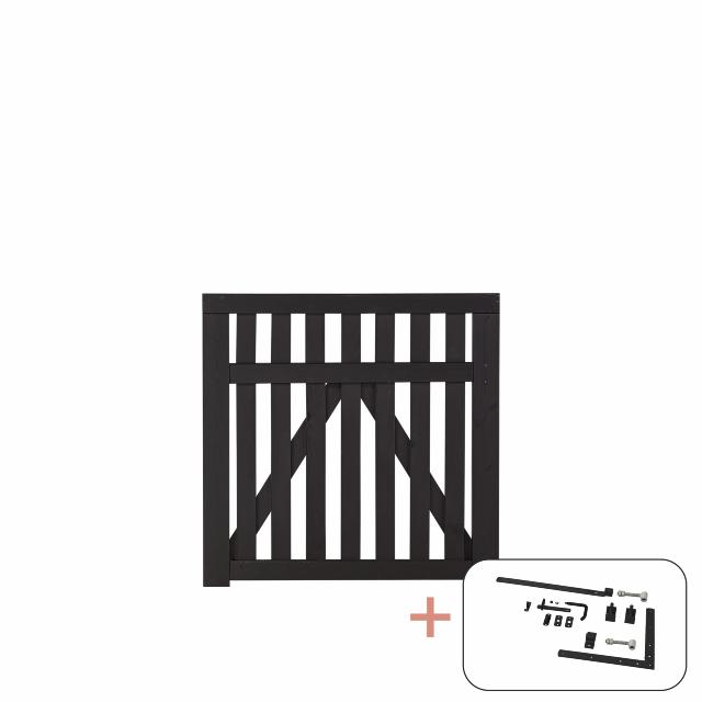 Country enkeltlåge - 100×98 cm - sort - inkl. sort beslag