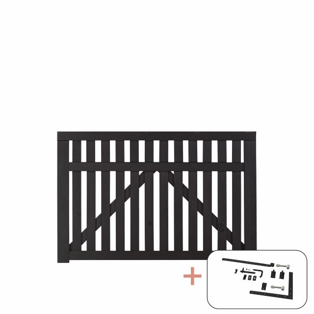 Country enkeltlåge - 150×98 cm - sort - inkl. sort beslag 