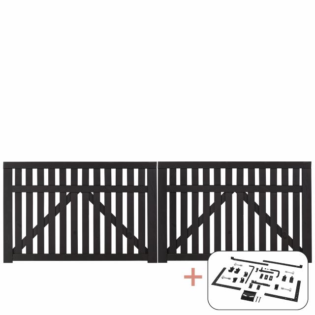 Country dobbeltlåge - 300×98 cm - sort - inkl. sort beslag - 300×98 cm - sort