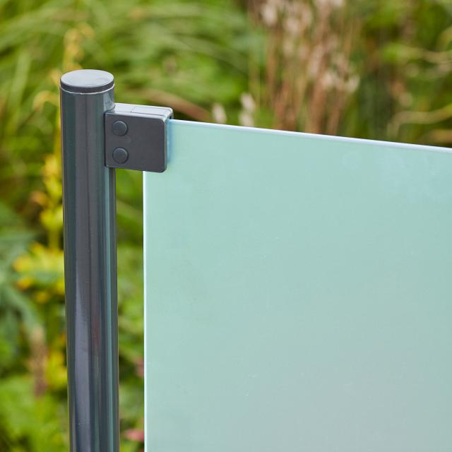 Härdat glasstaket - 90×91 cm - frostat - f/runda stålstolpar - 175402-1 DETAIL89590