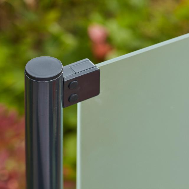 Härdat glasstaket - 90×91 cm - frostat - f/runda stålstolpar - 175402-1 DETAIL89591