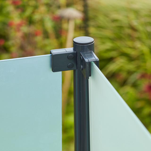 Härdat glasstaket - 90×91 cm - frostat - f/runda stålstolpar - 175402-1 DETAIL89593