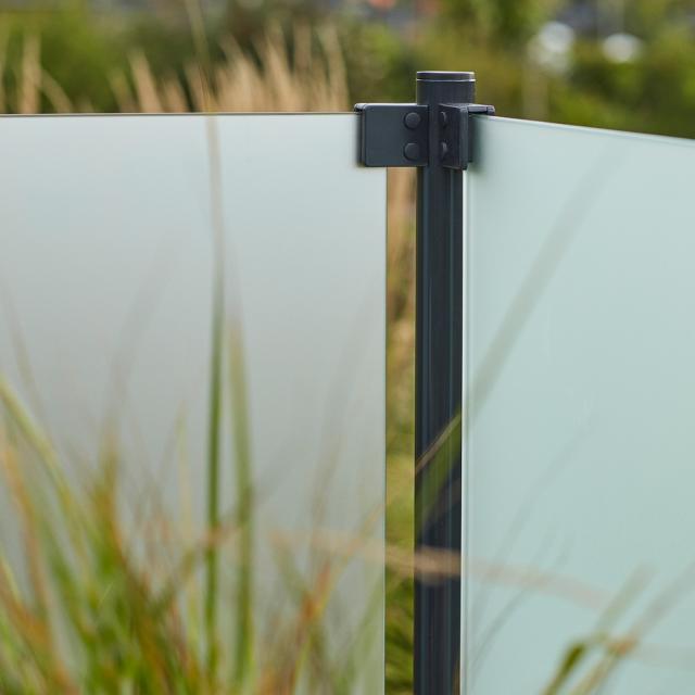 Härdat glasstaket - 90×91 cm - frostat - f/runda stålstolpar - 175402-1 DETAIL89594