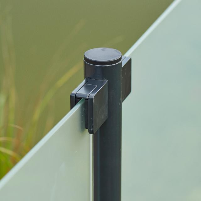 Härdat glasstaket - 90×91 cm - frostat - f/runda stålstolpar - 175402-1 DETAIL89592