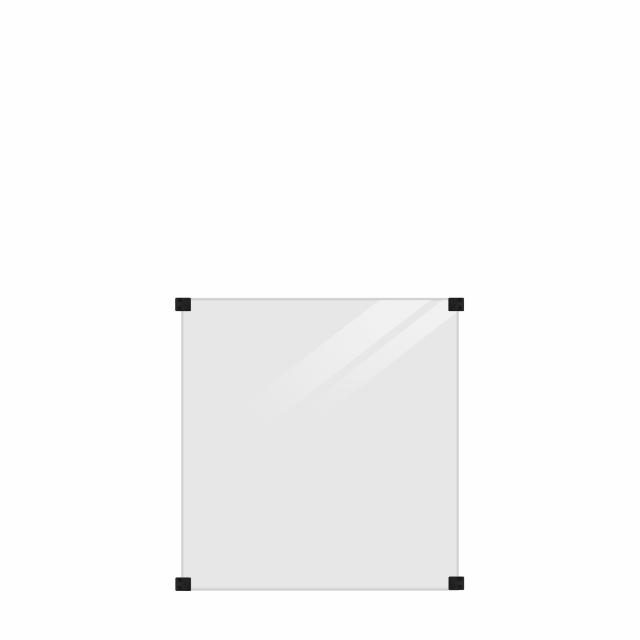 Lamineret glashegn - 90×91 cm - røgfarvet gråsort - t/runde stålstolper