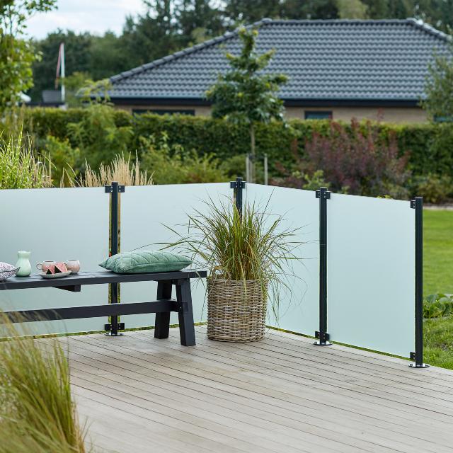 Härdat glasstaket - 90×91 cm - frostat - f/runda stålstolpar - 175402-1 DETAIL89589