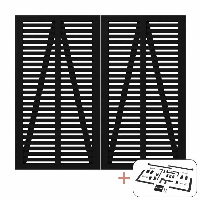 Harmoni dobbeltlåge - 200×180 cm - sort - inkl. sort beslag