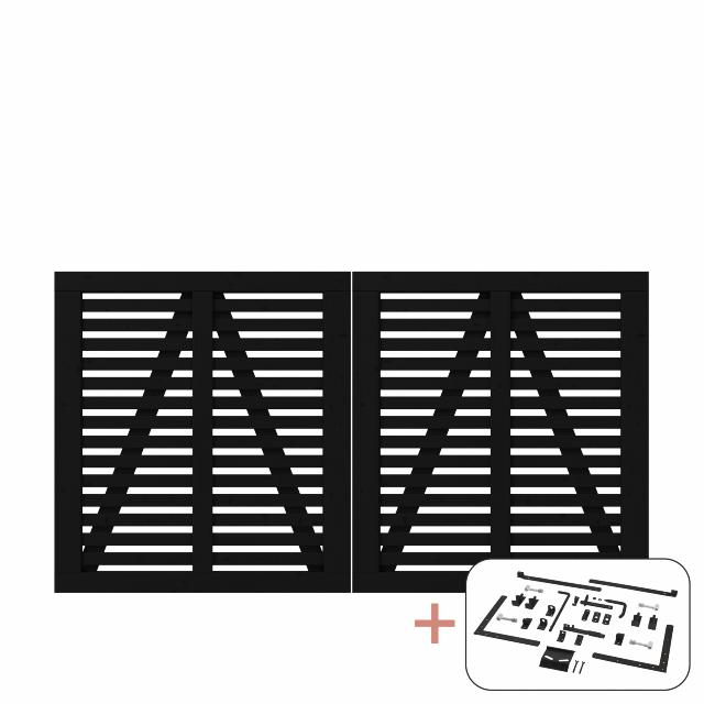 Harmoni dobbeltlåge - 200×107 cm - sort - inkl. sort beslag