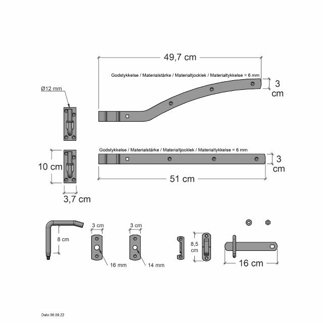 Ligno-Einzeltür inkl. Beschläge, links angeschlagen - 100×88/85