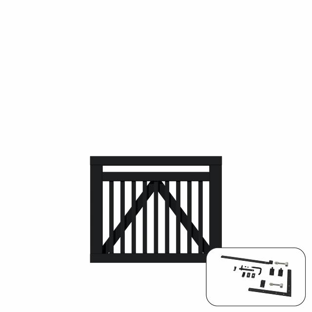 Linea enkeltlåge - 100×80 cm - sort - inkl. sort beslag