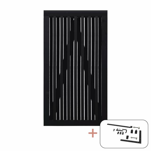 Nagano enkeltlåge - 100×180 cm - sort - inkl. sort beslag