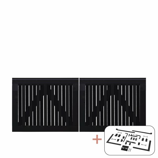 Nagano dobbeltlåge - 200×80 cm - sort - inkl. sort beslag