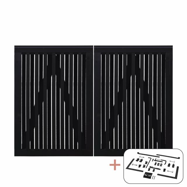 Nagano dobbeltlåge - 200×140 cm - sort - inkl. sort beslag