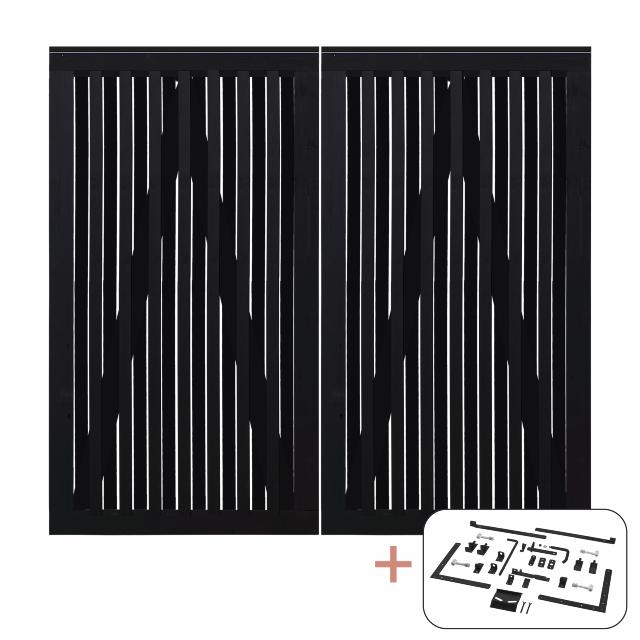 Nagano dobbeltlåge - 200×180 cm - sort - inkl. sort beslag