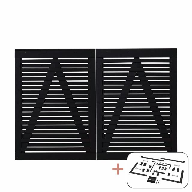 Osaka dobbeltlåge - 200×136 cm - sort - inkl. sort beslag