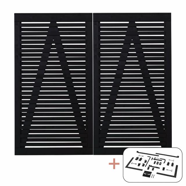 Osaka dobbeltlåge - 200×180 cm - sort - inkl. sort beslag