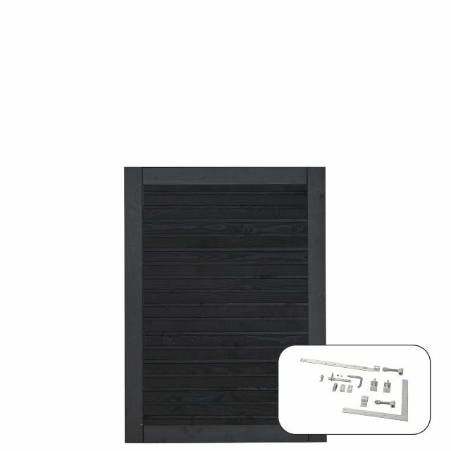 PLUS Plank Einzeltür inkl. Beschläge - schwarz -100×125 cm - 177640-1