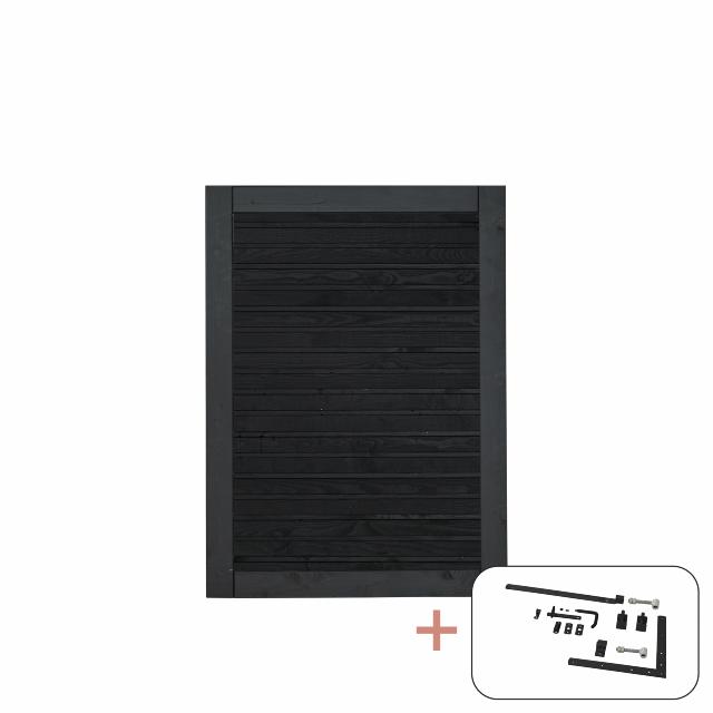 PLUS Plank enkeltlåge - 100×125 cm - sort - PEFC - inkl. sort beslag