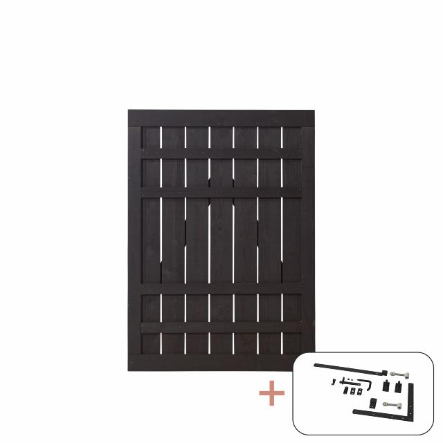 Rustik enkeltlåge - 100×138 cm - sort - inkl. sort beslag