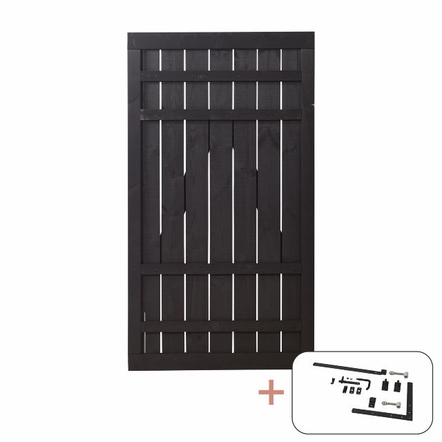 Rustik enkeltlåge - 100×180 cm - sort - inkl. sort beslag