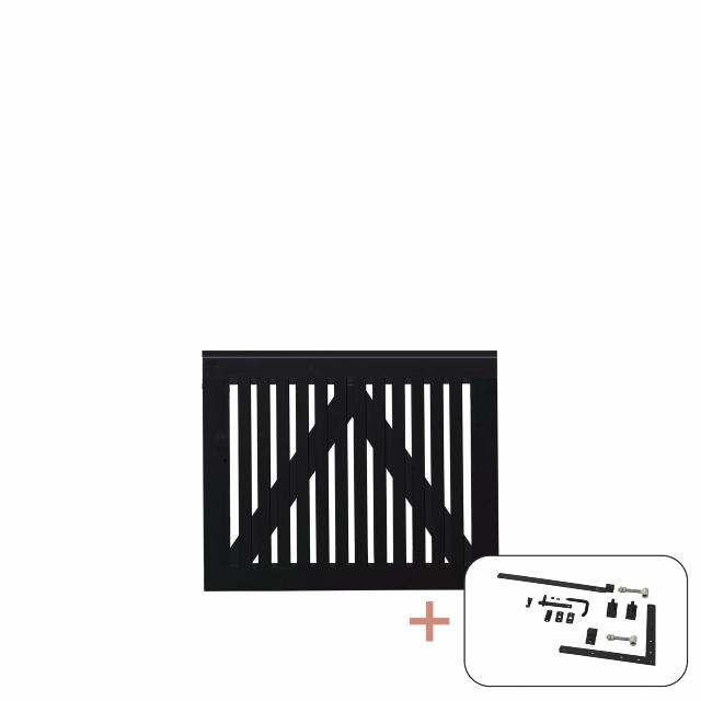 Sendai enkeltlåge - 100×80 cm - sort - inkl. sort beslag