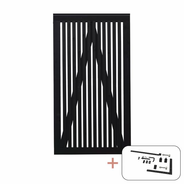 Sendai enkeltlåge - 100×180 cm - sort - inkl. sort beslag