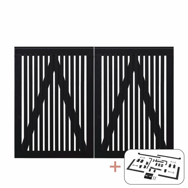 Sendai dobbeltlåge - 200×140 cm - sort - inkl. sort beslag