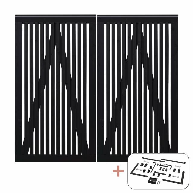 Sendai dobbeltlåge - 200×180 cm - sort - inkl. sort beslag