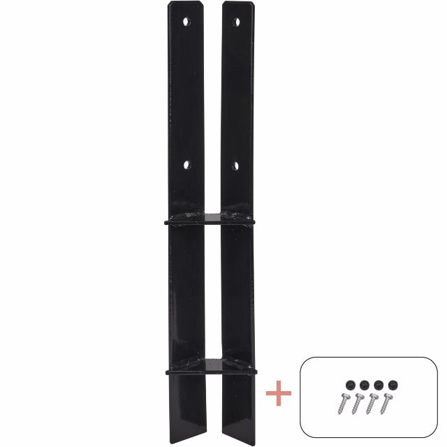 Hörnstolpsfot 60 cm - 9×9 cm stolpar - för nedgjutning - med skruvar